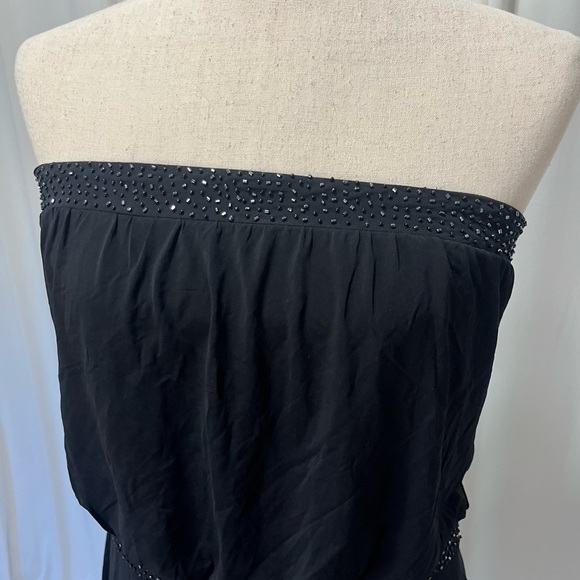Laundry by Shelli Segal black beaded strapless dress with handkerchief hem - Picture 5 of 12